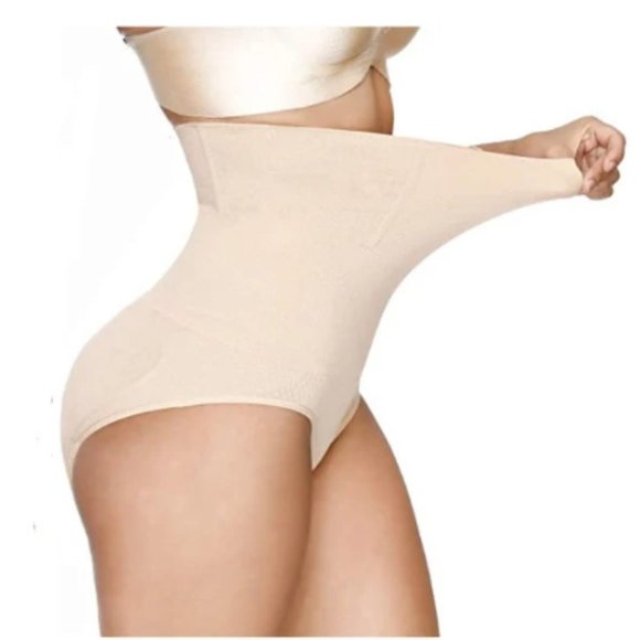 High-Waist Shaping Briefs - Black and Tan - Picture 4 of 6